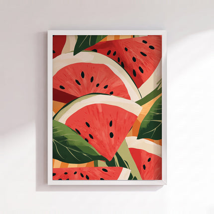 Watermelon Leaf Medley Poster (White Frame)