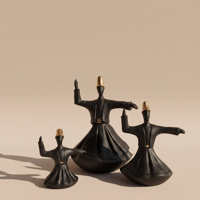 Whirling Dervish Figurine Set - دراويش - Black